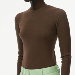 Tibi Feather Weight Ribbed Crewneck Sweater